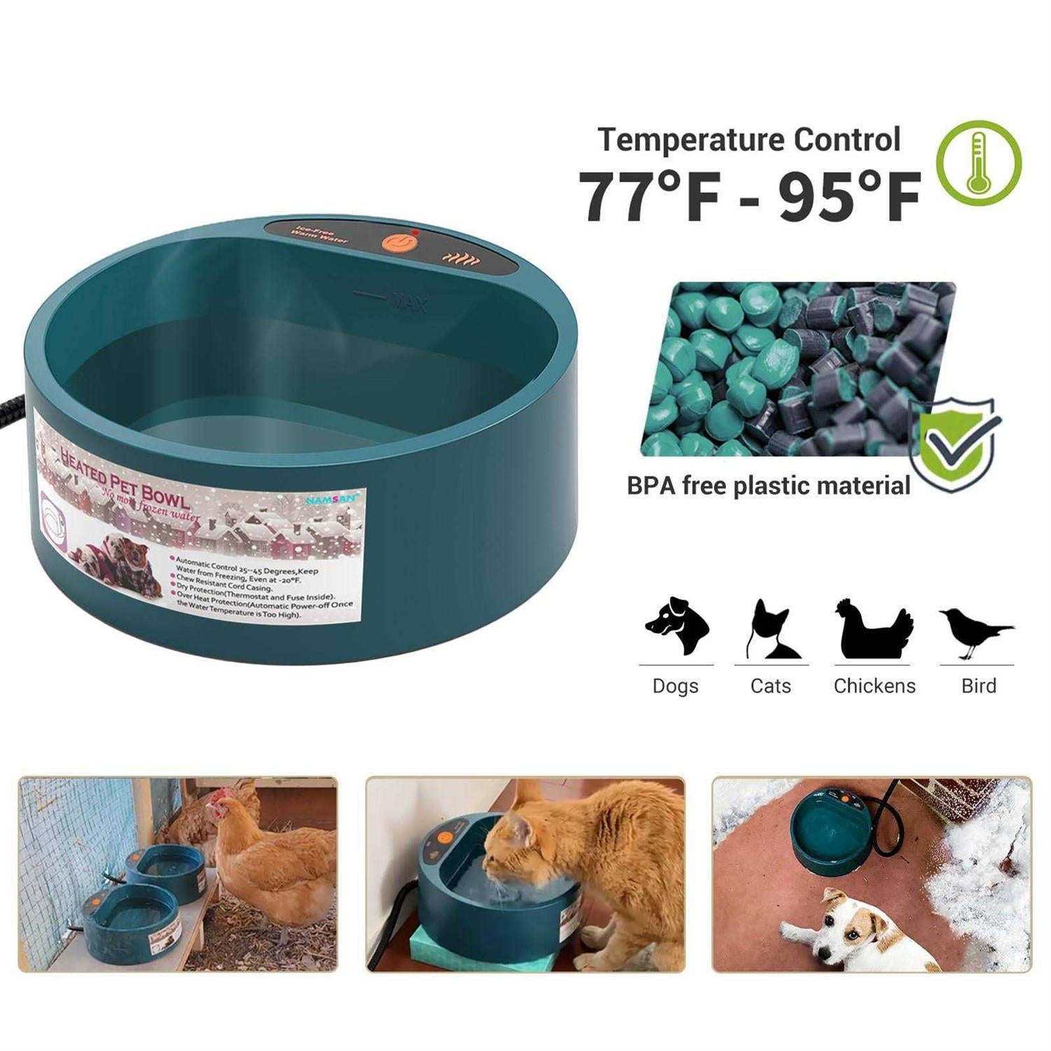 PETLESO Dog Heated Water Bowl for Outdoor Winter Pets P7588