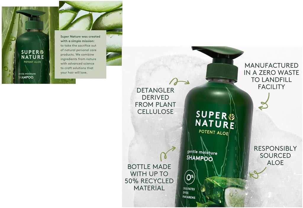 Super Nature Potent Aloe Moisture Shampoo and Conditioner, Sulfate-Free, 30 Fl Oz A72846