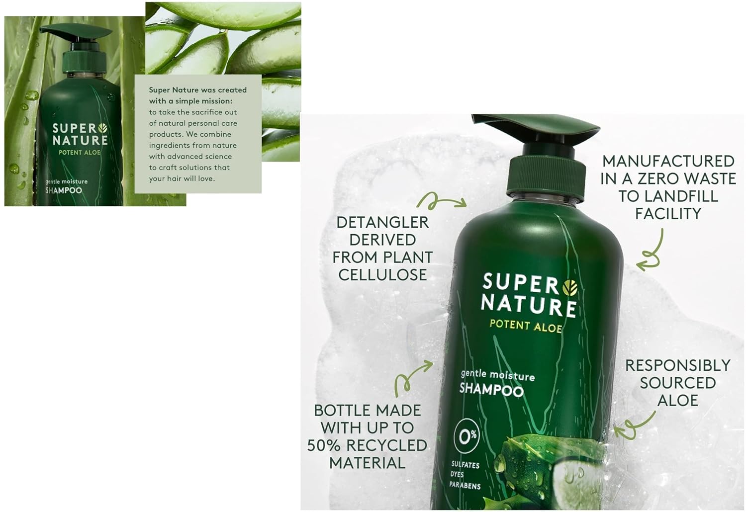 Super Nature Potent Aloe Moisture Shampoo and Conditioner, Sulfate-Free, 30 Fl Oz A72846