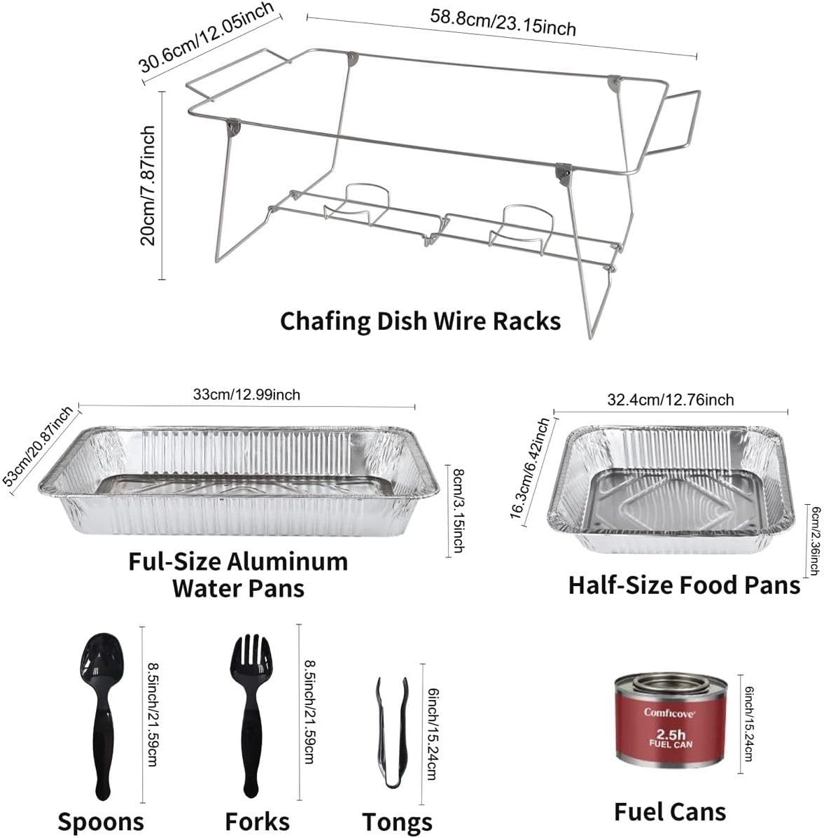 Disposable Chafing Dish Buffet Set, 33 Piece with Food Warmers and Fuel Cans L141