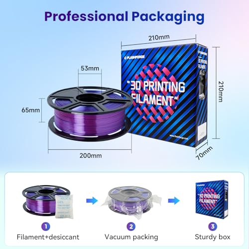 FLASHFORGE Silk PLA 3D Printer Filament 1.75mm 1KG, Multicolored Gradient V83097