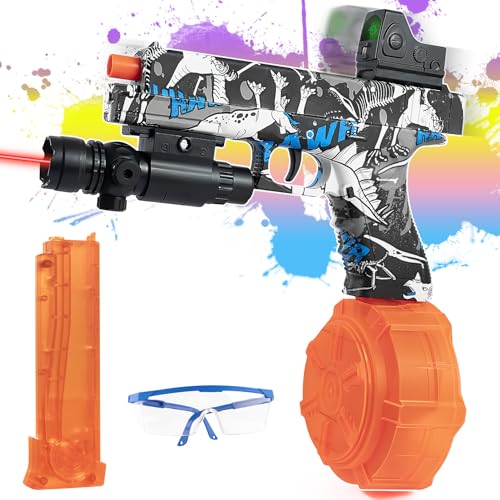 Automatic Gel Ball Blaster with Drum - Electric Gel Splat Blaster with Goggles for Outdoor Games