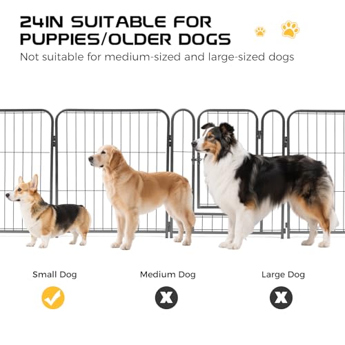Lekesky 24 Inch 8 Panel Dog Playpen with Bottom Mat, Black E956