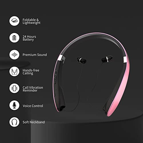 Dpvisn Bluetooth Neckband Headphones with Retractable Earbuds, Noise Cancelling, Black G697