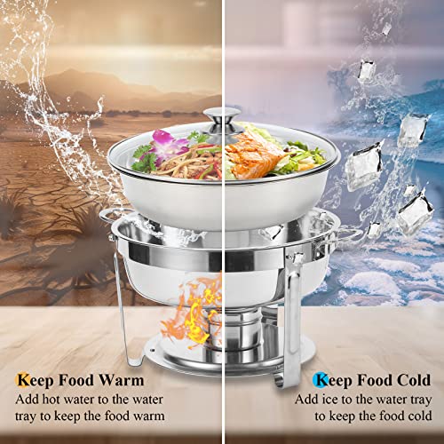 2 Pack Gold 5 Qt Chafing Dish Buffet Set with Glass Lid and Holder K9277