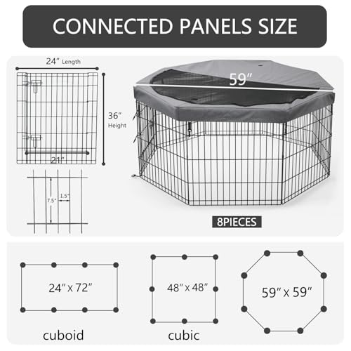 PETIME Foldable Metal Dog Exercise Pen 8 Panel with Bottom Pad C444