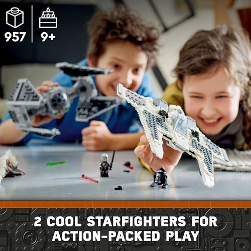 LEGO Star Wars Mandalorian Fang Fighter vs. TIE Interceptor 75348 Building Toy Set K58001