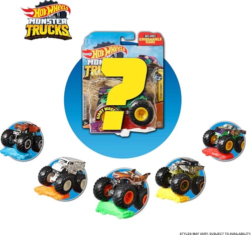 Hot Wheels Monster Trucks 1:64 Scale Toy Truck with Crushable Car B72709
