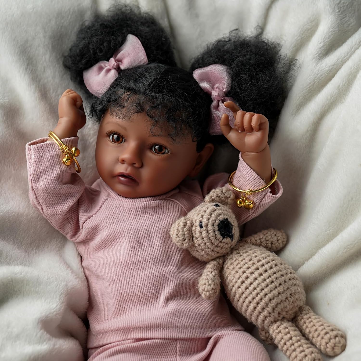 BABESIDE Lifelike Reborn Baby Doll Daisy Black Girl 20 Inch Soft Body with Clothes W621