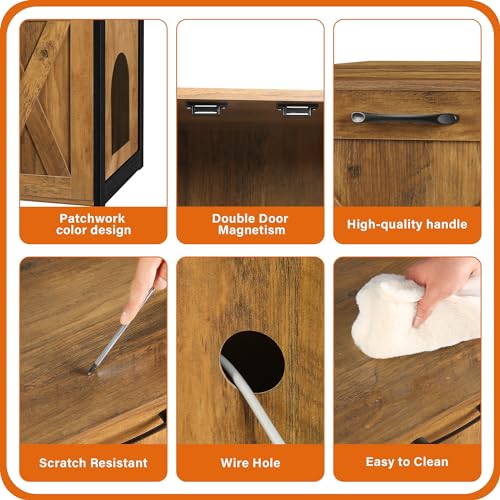 Dwanton Cat Litter Box Furniture Hidden Enclosure, Reversible Entrance, Wooden Cabinet, Dark Gray B411945