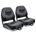 GYMAX Boat Seats, Folding High Back Boat Seats with Stainless Steel Screw Included, Fold-Down Boat Captain Chairs for Fishing Yachts