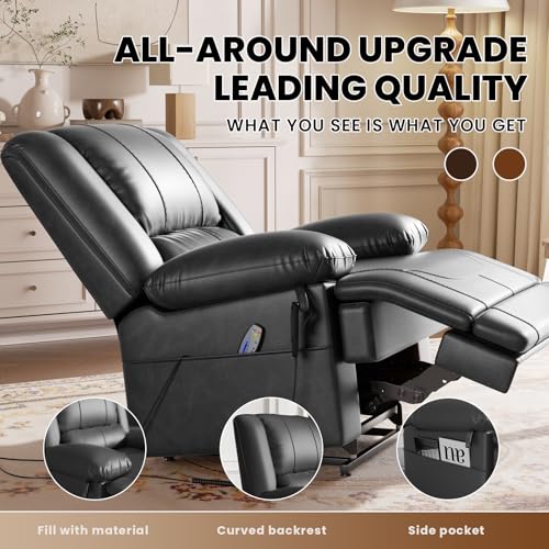 Dual Motor Power Lift Recliner Chair with Massage and Heat for Elderly, Red Brown V492