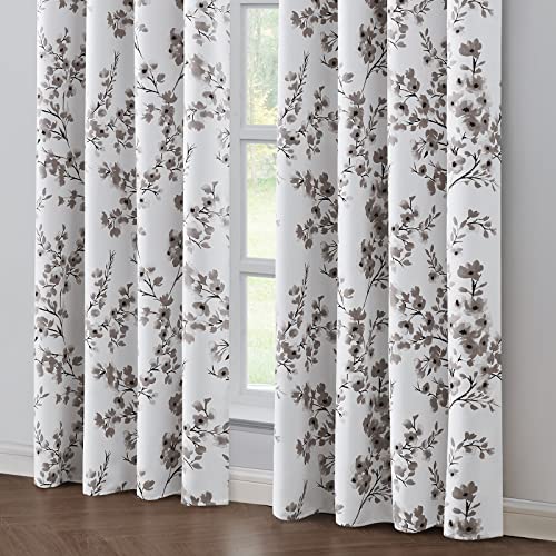 HOMEIDEAS Taupe Floral Blackout Curtains, 52 x 84 Inches, 2 Panels T310944