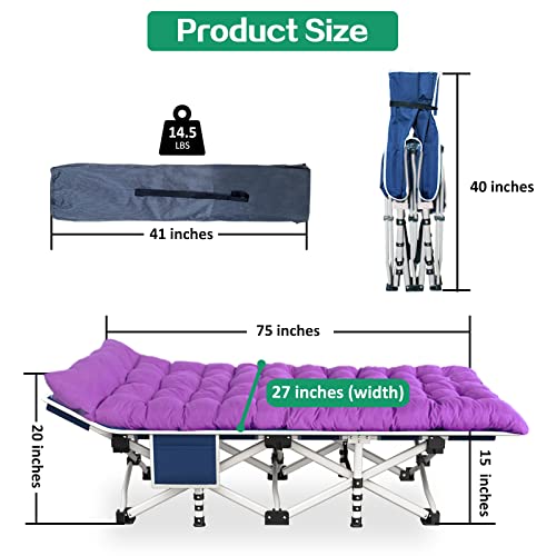 XXL Camping Cot for Adults with Mattress Heavy Duty Folding Bed with Carry Bag H5280