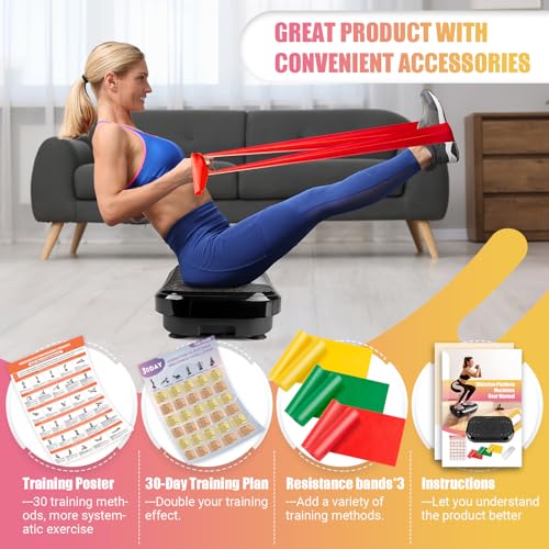 Vibration Plate Exercise Machine with Adjustable Speeds and Resistance Bands R17379