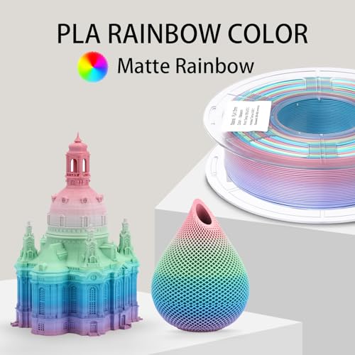Rainbow 3D PLA Printer Filament 1.75mm Matte, 1kg P386477
