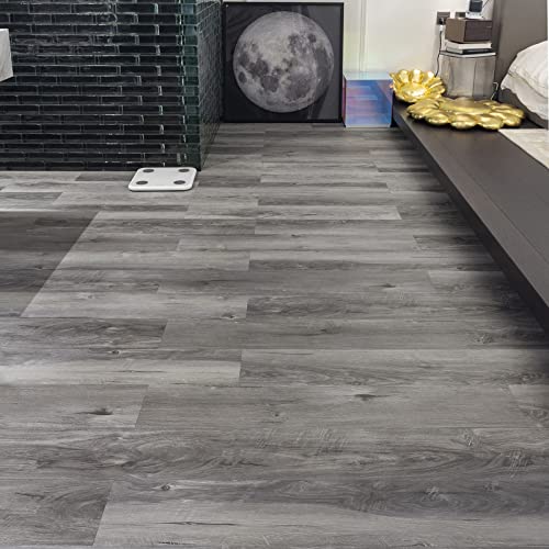 Self Adhesive Vinyl Flooring Planks Wood Effect Waterproof Grey 36pcs U963416