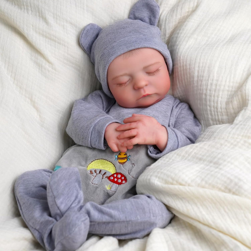 JIZHI Lifelike Reborn Baby Doll Noah - 17 Inch Realistic Vinyl Baby Boy with Feeding Kit F327