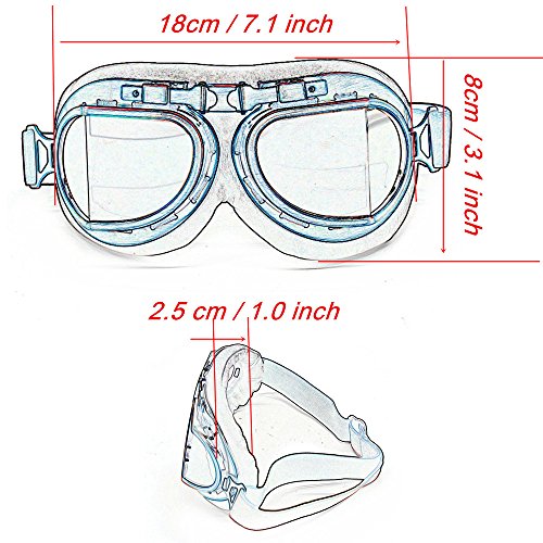 evomosa Motorcycle Goggles Vintage Pilot Style for Half Helmet W4221