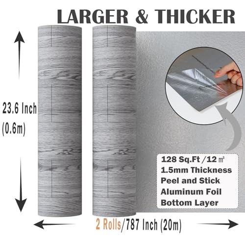 Oxdigi Peel and Stick Vinyl Flooring Roll 23"x393" Waterproof Wood Plank U1250