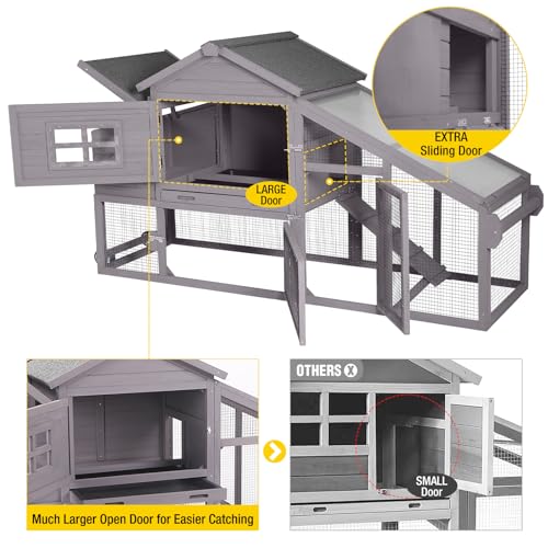 Aivituvin Chicken Coop Outdoor with Wheels, Wooden Hen House with Run T61910
