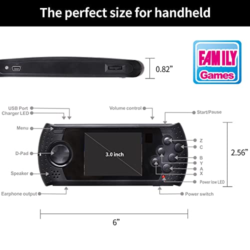 16 Bit Handheld Game Console for Kids with 230 HD Classic Retro Games K20118