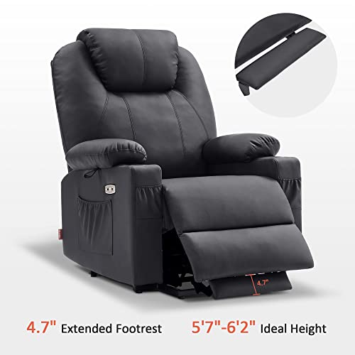 MCombo Dual Motor Power Lift Recliner Chair for Elderly with Heat and Massage, Faux Leather, Black R7957