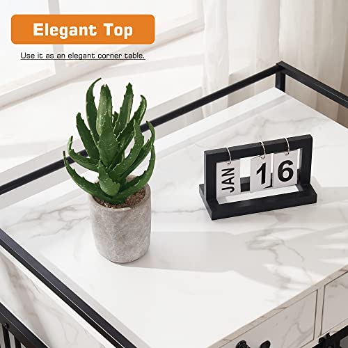 MCombo Furniture Style Dog Crate End Table with Storage Drawers, White D561