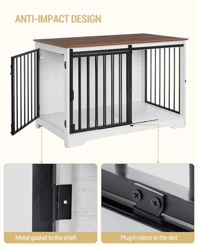 Dog Crate Furniture with Barn Door for Small Medium Dogs, Rustic Brown P911