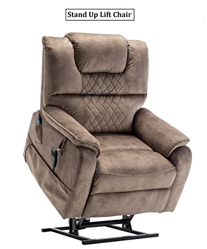 JULYFOX Lift Chair Lay Flat 400lbs Electric Recliner with Massage and Heat, PU Leather, Yellow B71450