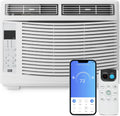 6000 BTU 115V Smart Window AC for Rooms up to 250 sq.ft. Quiet Operation Window-Mounted AC Unit with Remote Control, Dehumidifier, Washable Filter and Timer for Bedroom Living Room