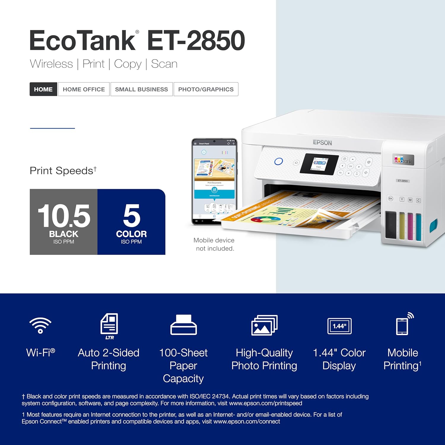 Epson EcoTank ET-2850 Wireless All-in-One Supertank Printer (Renewed) R8385