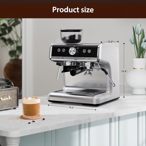 Espresso Machine with Grinder, 20 Bar, Milk Frother D6043