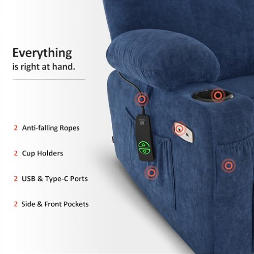 MCombo Small Power Lift Recliner Chair for Elderly with Heat and Massage, USB & Type C Ports J262