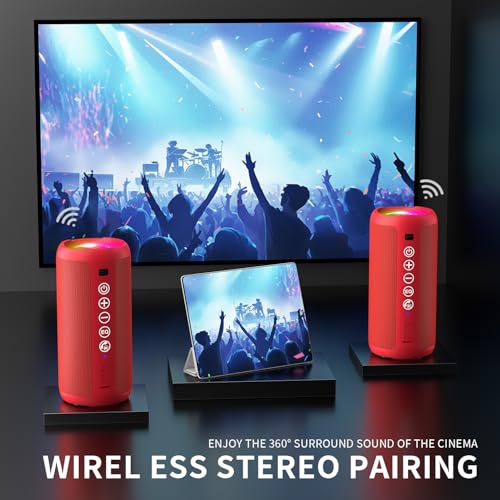 Ortizan Portable Bluetooth Speaker IPX7 Waterproof 24W Loud Sound, Black J77282