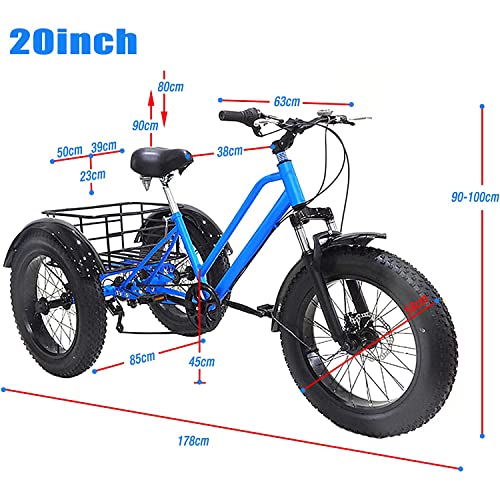 Adult Mountain Tricycle 7-Speed 20 Inch Fat Tire Trike with Basket G349844