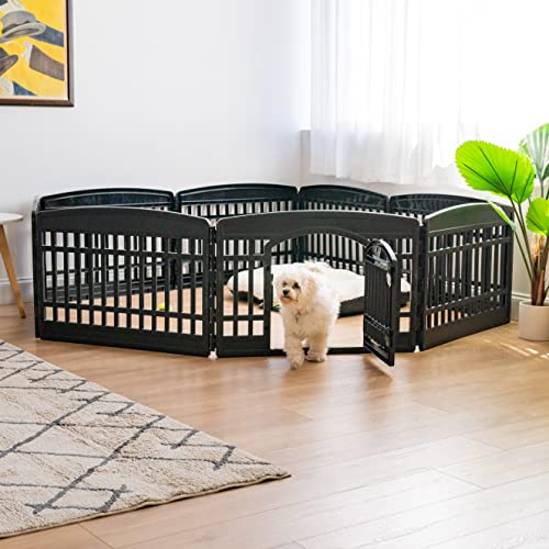 IRIS USA 24" 8-Panel Dog Playpen for Puppies & Small Dogs, White X20638