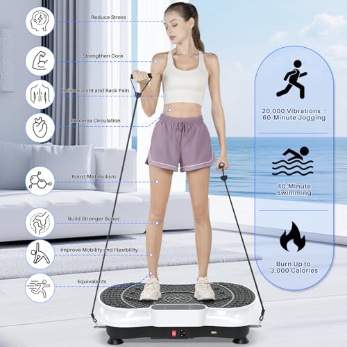 Vibration Plate Exercise Machine with Bluetooth Speaker, 450 lbs Capacity O459