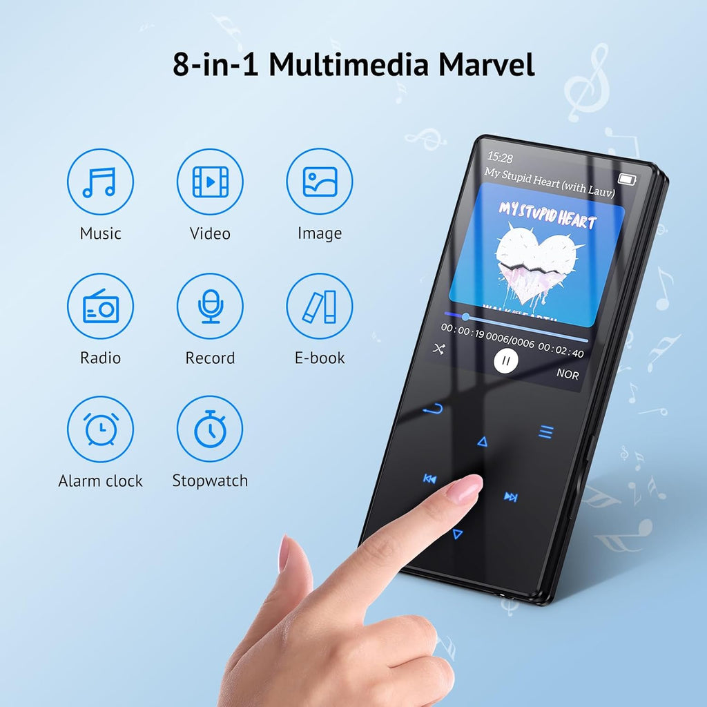 64GB MP3 Player with Bluetooth 5.3, HD Speaker, 2.4" Screen, SD Card Slot U9527