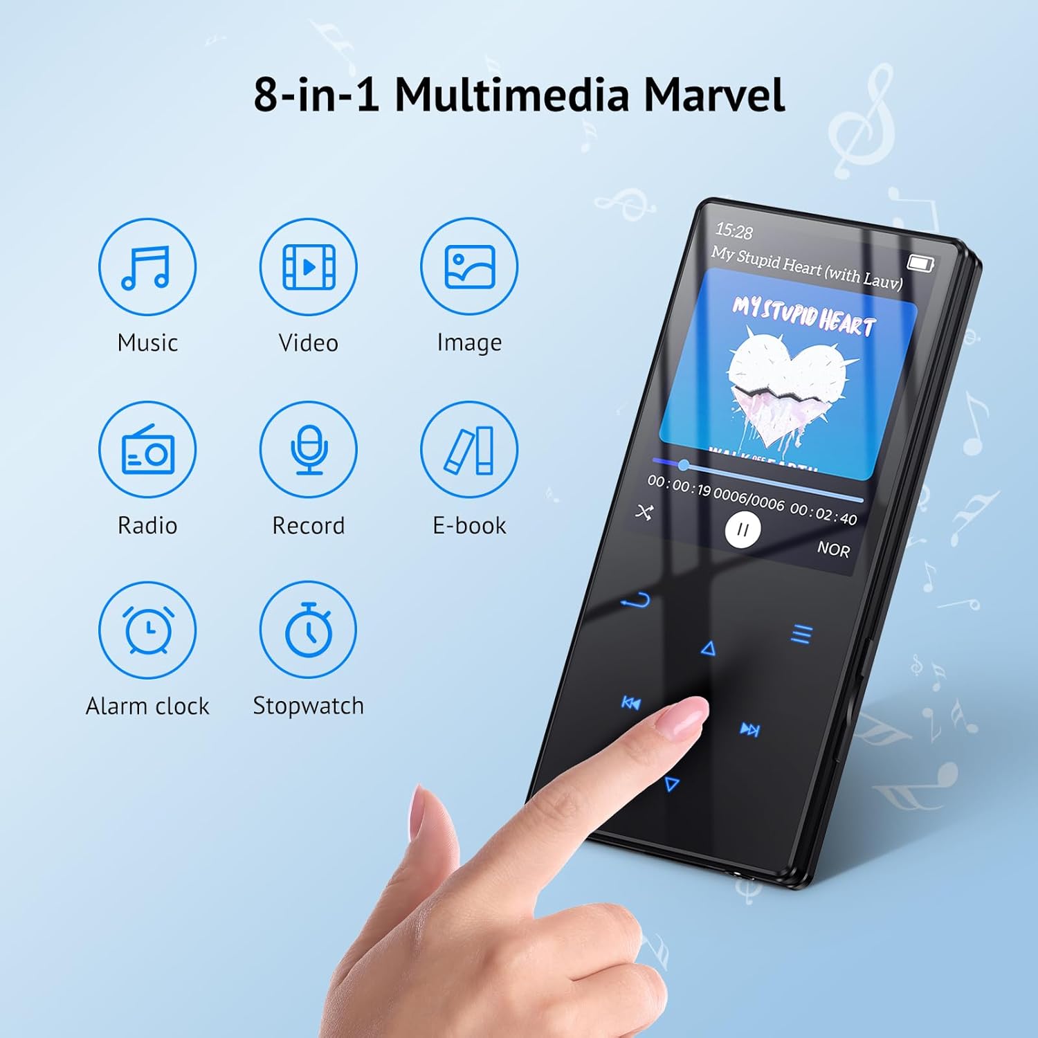 64GB MP3 Player with Bluetooth 5.3, HD Speaker, 2.4" Screen, SD Card Slot U9527