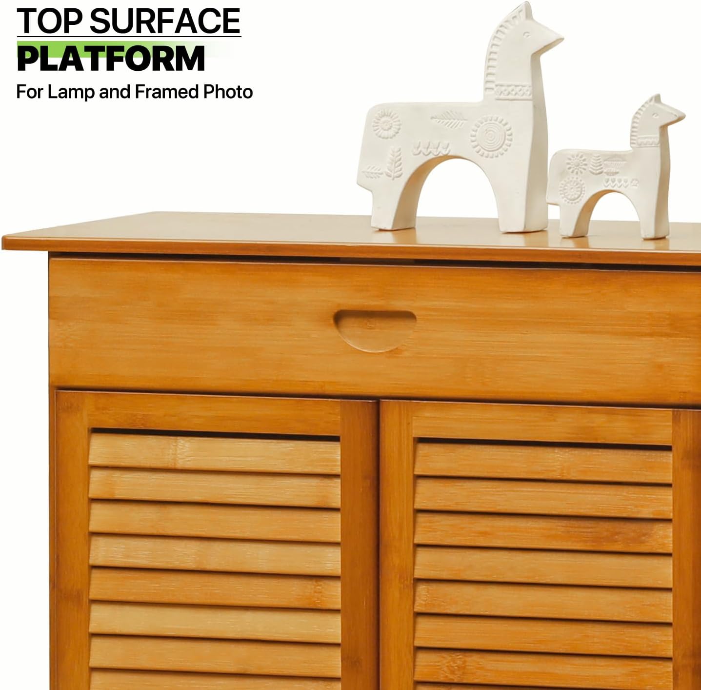 Magshion 4 Tier Bamboo Shoe Storage Cabinet with Drawer & Shutter Door Y186967