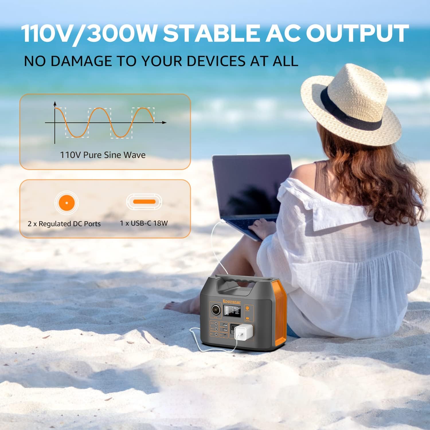 300W Portable Power Station with 40W Solar Panel, 296Wh Lithium Battery H796