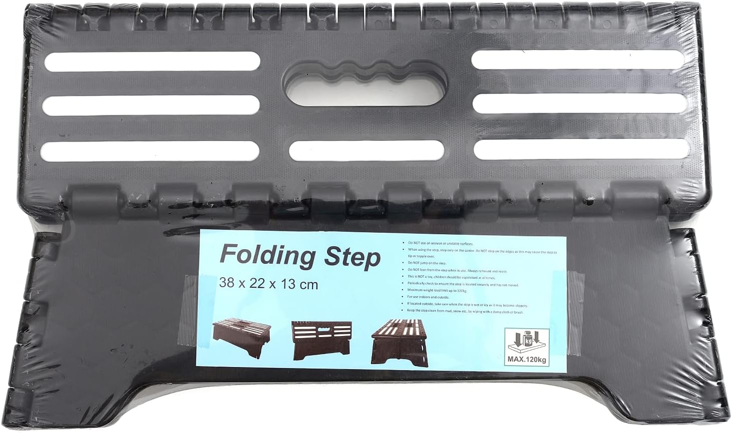 Portable Folding Step Stool, 5 inch Anti-Skid, Holds 300 lbs, Black J45318