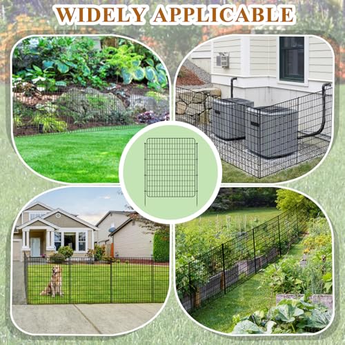 Decorative Metal Dog Fence for Yard, 36in H x 25ft L, Rustproof No Dig Y369
