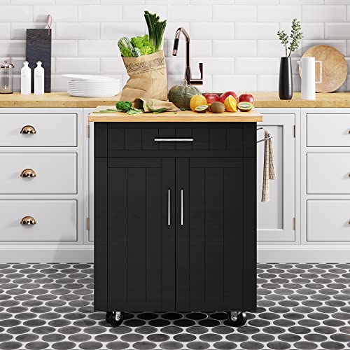 Shintenchi Kitchen Island Cart with Storage on Wheels, White V99091