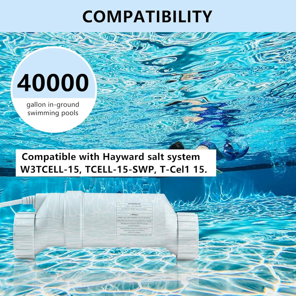 T-Cell-15 Salt Cell for Pools up to 40,000 Gallons, Compatible with Hayward Turbo Cell T-15 T50161