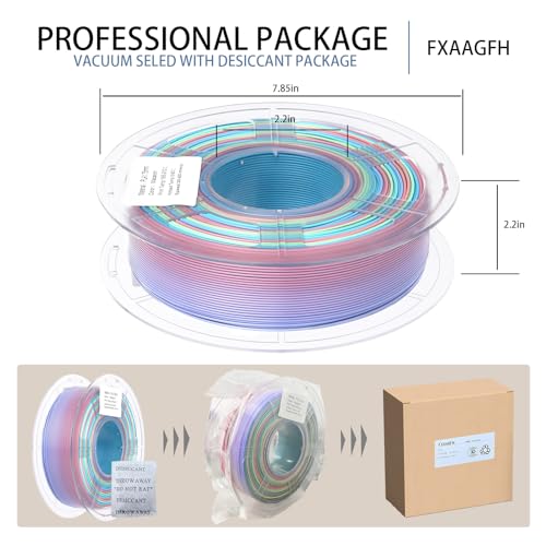 Rainbow 3D PLA Printer Filament 1.75mm Matte, 1kg P386477