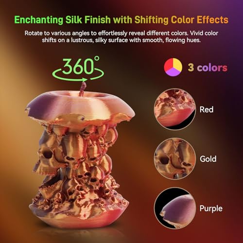 FLASHFORGE Silk PLA 3D Printer Filament 1.75mm 1KG, Multicolored Gradient V83097