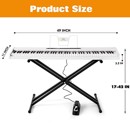 MUSTAR MDP-1200 Digital Piano 88 Key Weighted Hammer Action Keyboard with Stand, Pedal, Case, Black H320