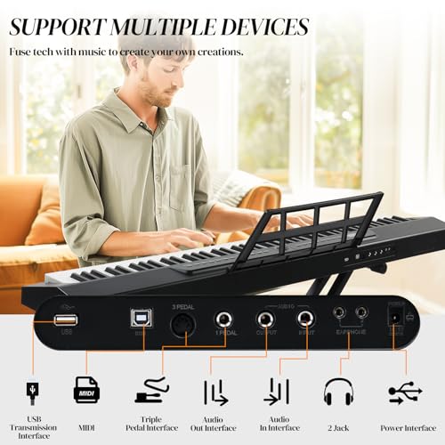 Ktaxon Weighted Keyboard Piano 88 Keys Digital Piano with Stand, Bag, Pedal, Headphones and MIDI Bluetooth M8426
